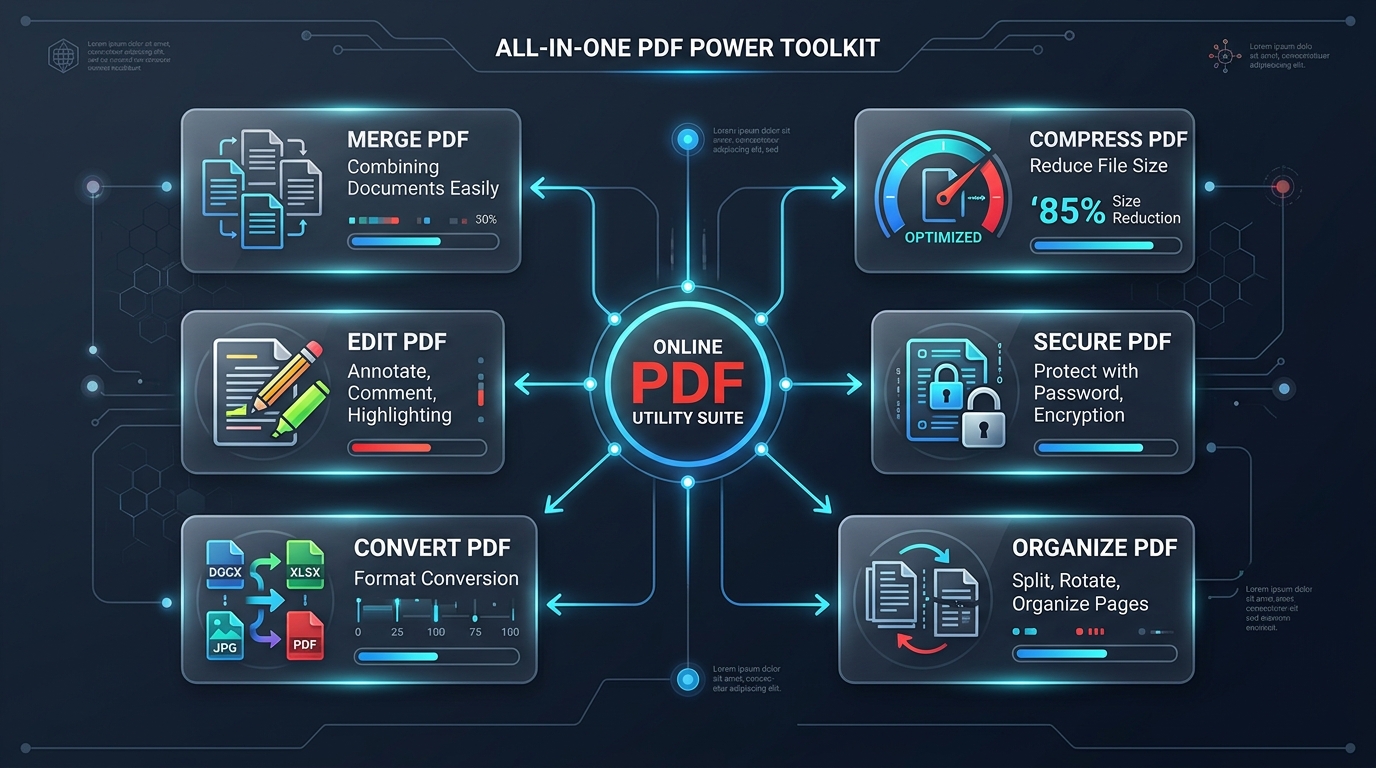 Complete collection overview diagram of in-browser PDF utilities on Best Free PDF Tools